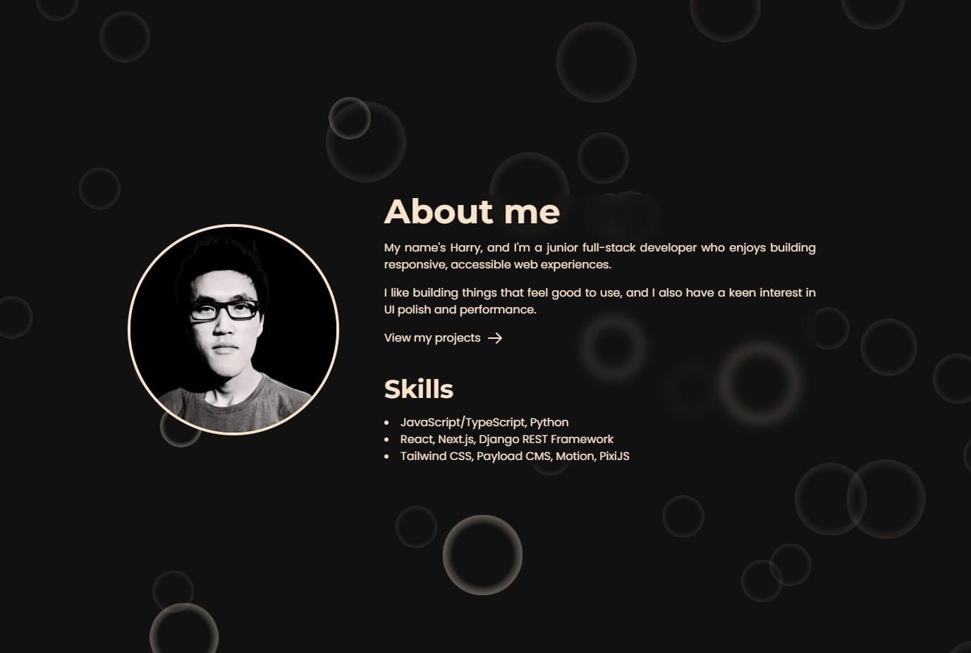 Screenshot of Portfolio website